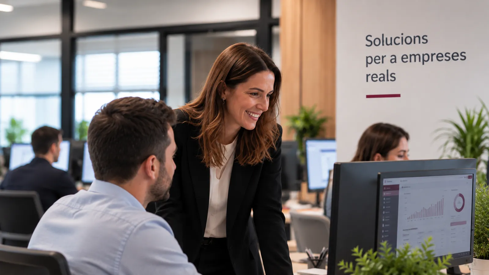 Equip d'Infològic treballant amb un client