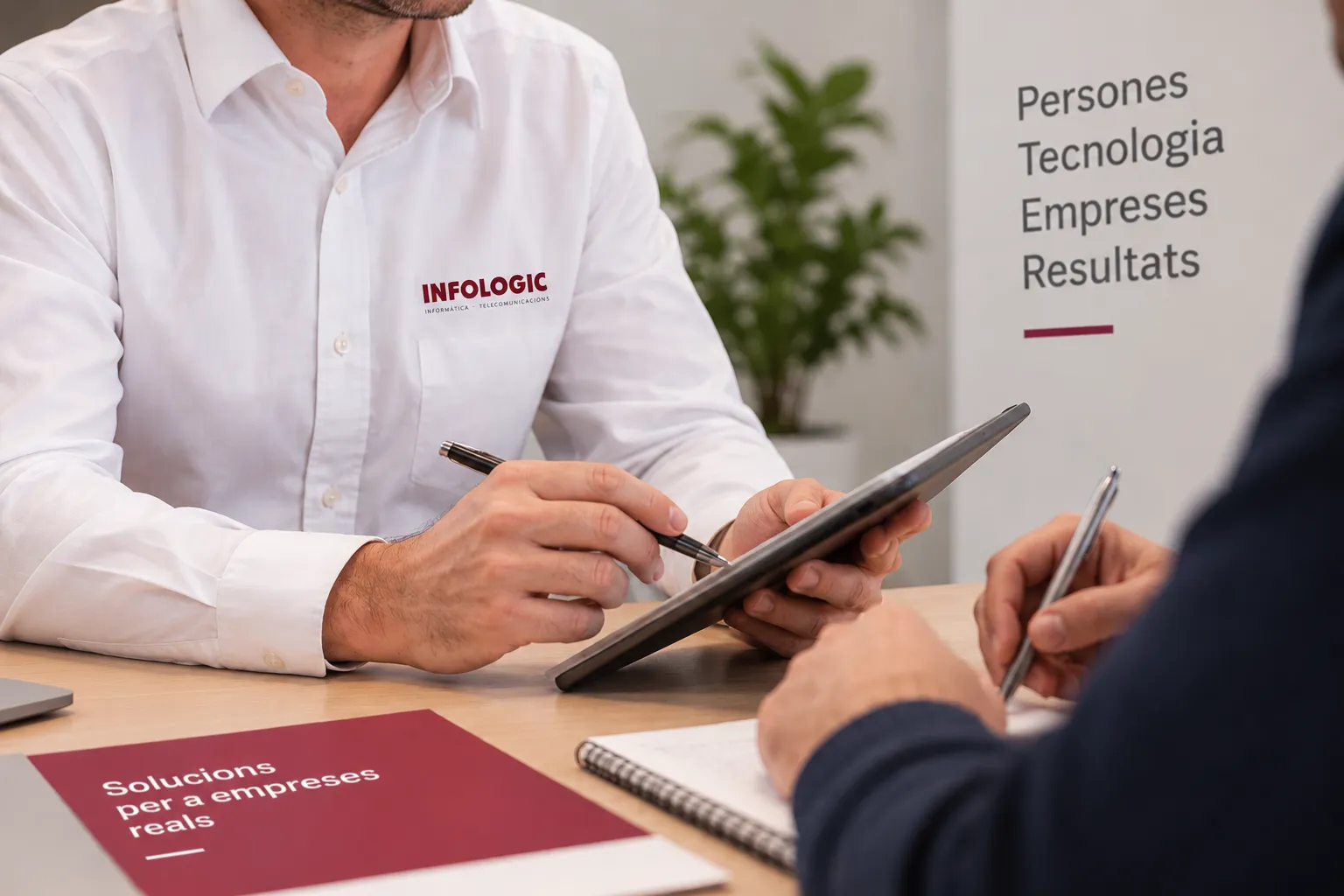 Membre de l'equip d'Infològic treballant amb un client